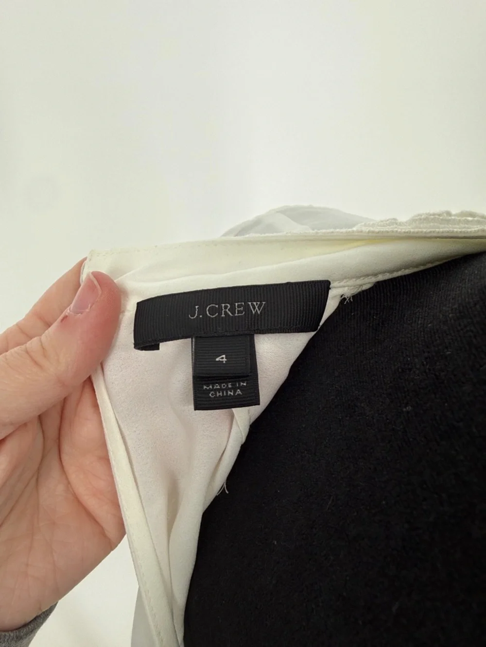 J. Crew Cream Ruffle Lace-Trim Long-Sleeve Blouse size 4